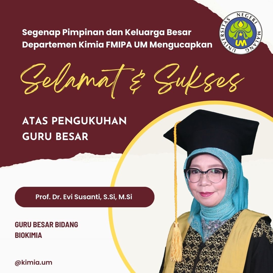 Prof. Dr. Evi Susanti, M.Si. Ungkap Inovasi Kapang Pelapuk Kayu Efektif Atasi Limbah Cair Industri Batik Pada Acara Pengukuhan Guru Besar FMIPA UM