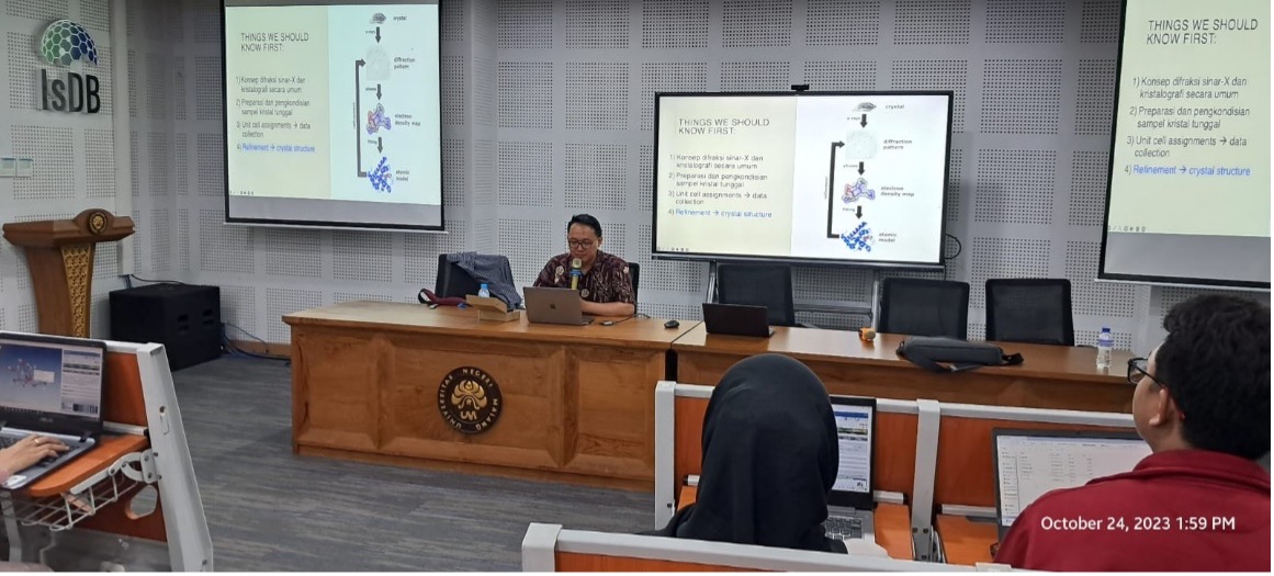 Penguatan Kemampuan Elusidasi Struktur Kristal Tunggal pada Mahasiswa Program Studi S1 Kimia dan S2 Kimia, Departemen Kimia, FMIPA UM