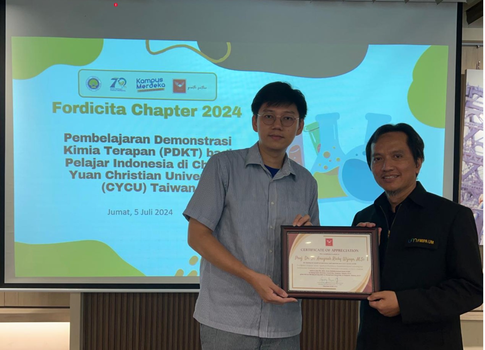 Pengabdian LN: Pembelajaran Demonstrasi Kimia Terapan (PDKT) bagi pelajar Indonesia di Taiwan 2024