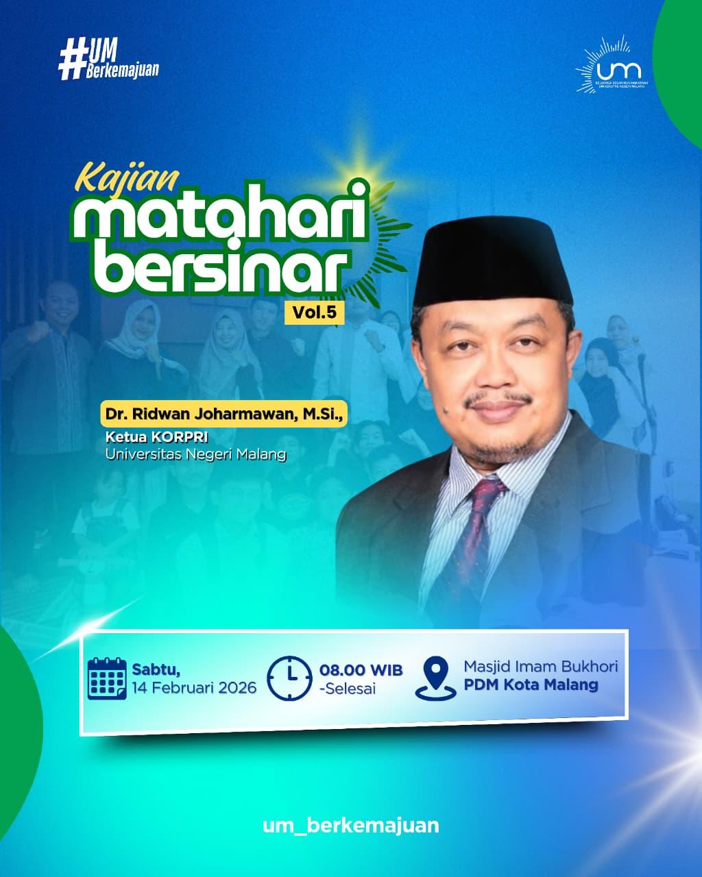 Penguatan Nilai Spiritual Menyambut Ramadan melalui Kajian Matahari Bersinar Vol. 5 oleh PRM UM